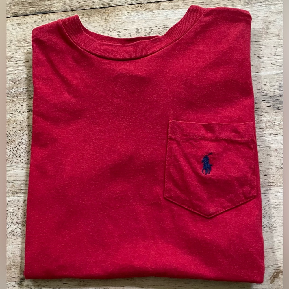 Vintage Polo Ralph‎ Lauren Boys’ Sz 7 Red Cotton Jersey Pocket Tee